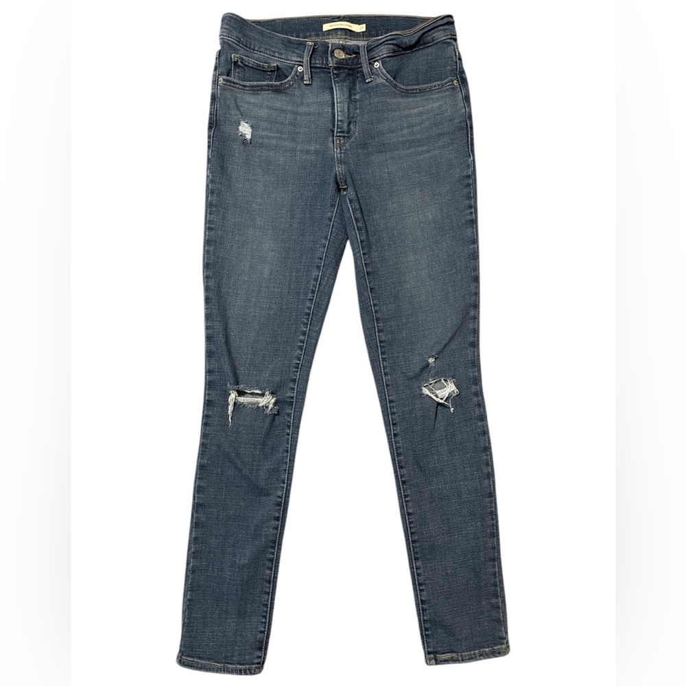 Levi Strauss Women’s Sz 27 W27/L30 Dark Wash 311 Shaping Distressed Skinny Jeans